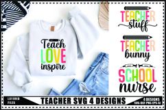 Teacher Svg 4 Designs, Teacher Shirt Svg, Teach Svg Product Image 1