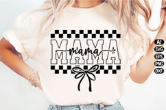 Mama Checkered Bow Svg Design Product Image 1