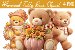 Whimsical Fall Teddy Bear Png Clipar Product Image 1