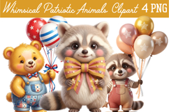 Whimsical Patriotic Animals Png Clipart Product Image 1
