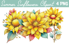 Summer Sunflowers Clipart Png Product Image 1
