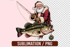 Fishing Santa Christmas PNG Designs Product Image 1