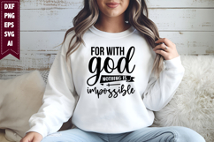 For with God Nothing is Impossible Svg, Religious Svg Product Image 1