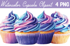 Watercolor Cupcake Clipart Png Product Image 1