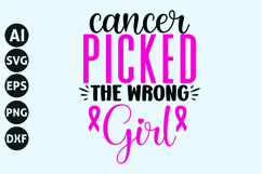 Cancer Picked the Wrong Girl Svg, Breast Cancer Svg Product Image 1