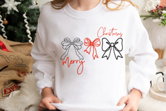 Merry Christmas Bow SVG, Coquette Bow PNG Product Image 3