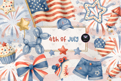 4th of July Watercolor Clipart Product Image 1