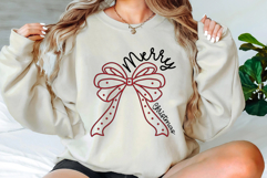 Merry Christmas Bow SVG, Coquette Bow PNG Product Image 3
