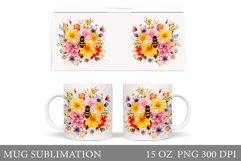 Bee Mug Sublimation. Flowers Mug Design Product Image 1