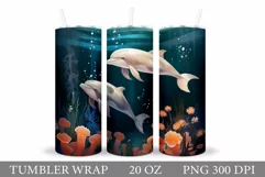 Dolphin Tumbler Sublimation. Dolphin Tumbler Wrap Design Product Image 1