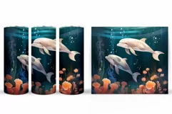 Dolphin Tumbler Sublimation. Dolphin Tumbler Wrap Design Product Image 2