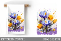 Crocus Kitchen Towel Design. Flowers Kitchen Towel Product Image 1