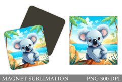 Cute Koala Magnet Design. Tropical Magnet Sublimation Product Image 1