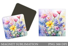 Wildflowers Magnet Sublimation. Flowers Magnet Design Product Image 1