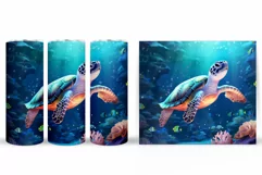 Turtle Tumbler Design. 3D Turtle Tumbler Wrap Sublimation Product Image 2