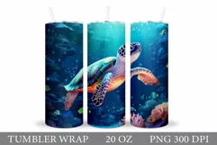 Turtle Tumbler Design. 3D Turtle Tumbler Wrap Sublimation Product Image 1
