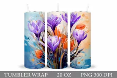 Crocus Flowers Tumbler Design. Spring Tumbler Sublimation Product Image 1