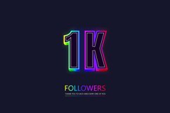 1k social followers and subscribers neon text effect. Product Image 1