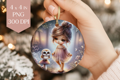 Forest Girl &amp; Owl Ornament PNG Product Image 1