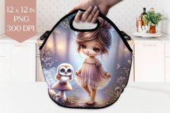 Girl and Owl Lunch Bag PNG Product Image 1