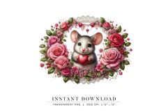 Cute Valentine Mouse Clipart Digital Download Product Image 1
