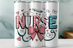 Nurse Valentine's Day Tumbler Wrap PNG Sublimation Design Product Image 1