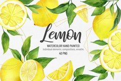 Watercolor lemons set. Citrus clipart, compositions, wreaths Product Image 1