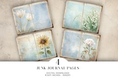 Watercolor Flowers Junk Journal Digital Paper Bi-fold Product Image 1