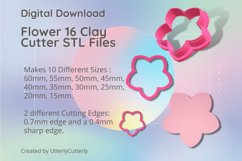 Flower 16 Clay Cutter - Cookie Cutter STL File Product Image 1