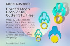 Horned Moon 2 Earring Clay Cutter - Cookie Cutter STL Product Image 1