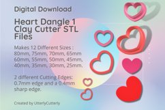 Heart Dangle 1 Earring Clay Cutter - Cookie Cutter STL Product Image 1
