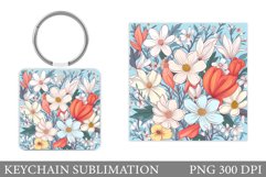 Flowers Keychain Sublimation. Flowers Keychain Design Product Image 1