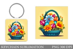 Easter Basket Keychain. Spring Basket Keychain Design Product Image 1