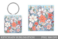 Flowers Keychain Design. Summer Keychain Sublimation Product Image 1