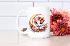 Colorful Smiling Unicorn Napping on Moon | Sublimation | Product Image 2