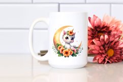 Colorful Smiling Unicorn Napping on Moon | Sublimation | Product Image 2