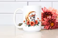 Whimsical Baby Unicorn on Moon PNG Product Image 1