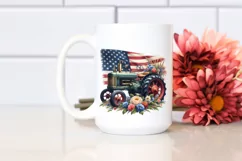 Vintage Tractor with Flowers and USA Flag Product Image 2