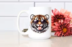 Funny Tiger Portrait Smiling | Watercolor Clipart Product Image 2