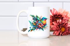 Abstract Vibrant Bird with Flowers PNG Product Image 2