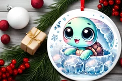 Round Christmas Ornament Sublimation|Clipart Product Image 2