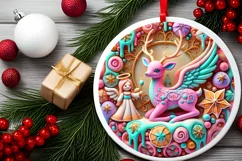 Round Christmas Ornament Sublimation|Clipart Product Image 1