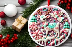 Round Christmas Ornament Sublimation|Clipart Product Image 1