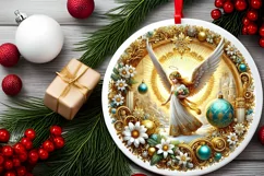 Round Christmas Ornament Sublimation|Clipart Product Image 1