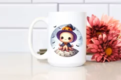 Retro Baby Octopus on a Moon PNG Product Image 2