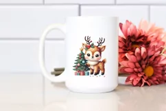 Retro Winter Baby Deer Christmas Tree PNG Product Image 2