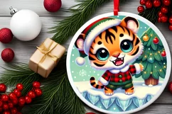 Round Christmas Ornament Sublimation|Clipart Product Image 1
