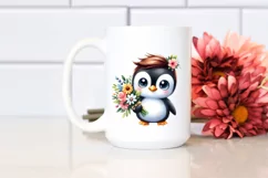Cute Baby Penguin Flower Clipart Product Image 2