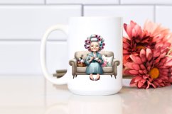 Watercolor Old Lady with Tea Product Image 2
