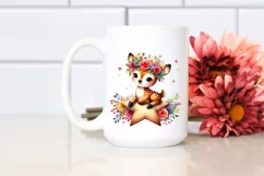 Colorful Deer with Flower Crown PNG Product Image 1